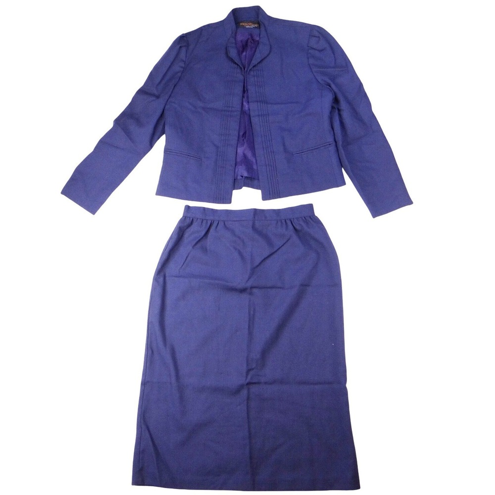 Vintage 2 piece Steven Michaels Skirt Suit Classic Navy Blue Made in USA Classic